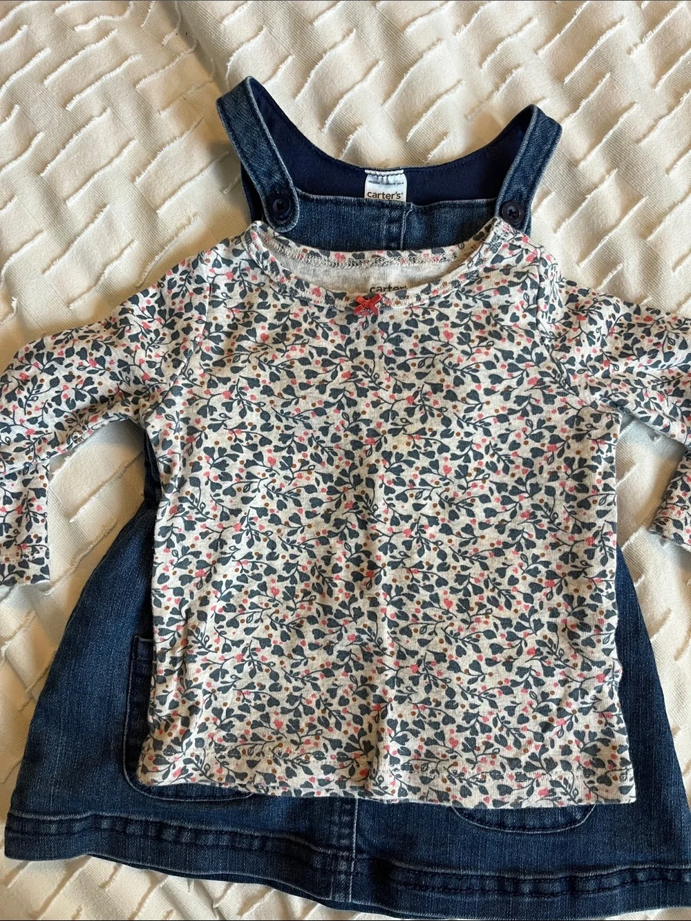 Girls' 3-Pack Dress Set - Floral, Denim & Plum - Size 12m